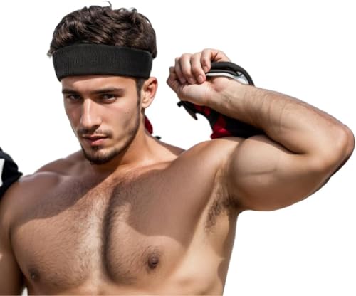 3 Pack Men & Women Sports Sweatbands Headbands - color: Black