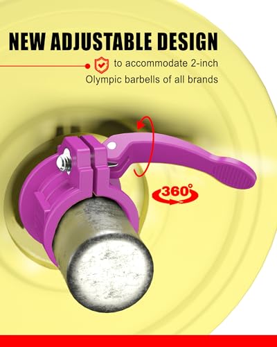 Olympic Barbell Clamps 2 inch Adjustable Barbell Clips Quick Release Pair of Locking Weight Clips for Bars - color: Rose