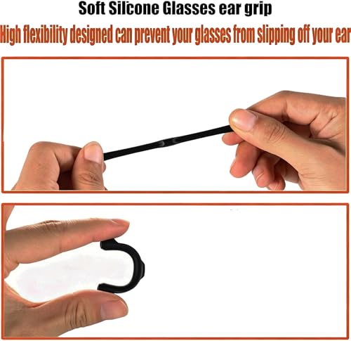 MOLDERP Eyeglass Ear Cushions, 7 Pairs Soft Silicone Anti Slip Glasses Ear Grip Temple Tips Comfort Ear Hook Pads, Non-Slip Flexible Eyewear Holder for Sports Running Daily Outdoor Wear (Clear,Black) - color: Clear,black2