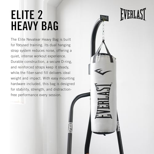 Everlast Elite Punching Bag | Durable Boxing MMA, Adults | Muay Thai - color: White - Bag Only, size: 80 lb