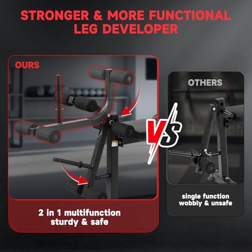 MAIDOMA 1500LBS Foldable 8 IN 1 Weight Bench Set, Adjustable Flat Incline Decline Bench Press with Upgraded Wide Squat Rack and Leg Extension for Full Body Home Gym Workout (US Stock) - color: Dull Black