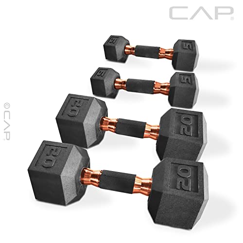 CAP Barbell 50 lbs Coated Dumbbell Set with Copper Handles, 5LBx2, 20lbx2