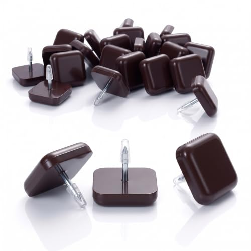 1" Nail on Furniture Sliders (24 Pack) - Furnigear Heavy Duty PTFE (Teflon) Chair Sliders Glides Wooden Furniture Movers Move Your Furniture Easily & Safety - Chair Leg Floor Protectors Brown, Square - color: Brown Square, size: 1"-24 pack