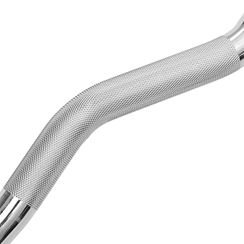 Philosophy Gym Rubber Fixed Barbell, Pre-Loaded Weight EZ Curl Bar for Strength Training & Weightlifting - style: 110 LB