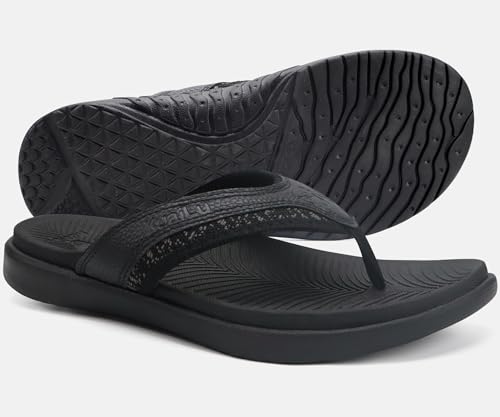 KuaiLu Mens Sport Flip Flops Comfort Orthotic Thong Sandals with Plantar Fasciitis Arch Support Outdoor Summer Beach Size 7~15 - color: Black, size: 7-7.5
