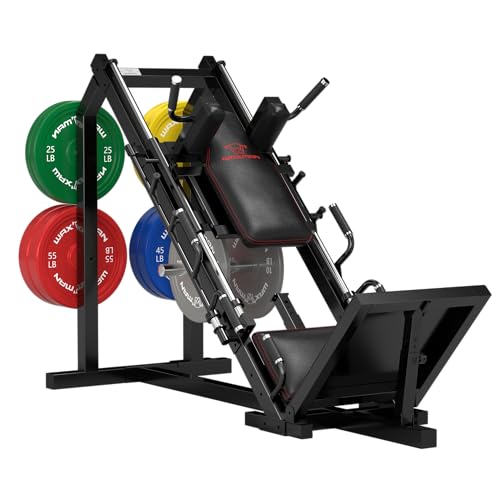 Waxman Leg Press Hack Squat Machine Combo, 2-in-1Leg Exercise Machine with Linear Bearing, Special for Lower Body with Weight Storage for Quads, Hamstring