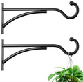 8 Inch 2 Pack Heavy Duty Plant Hangers Outdoor, Metal Plant Brackets for Hanging Baskets, Plant Wall Hooks for Bird Feeders, Wind Chimes & Lanterns, Premium Metal Hooks Matte Black, 30lbs Capacity - size: 8 in, 2 pk