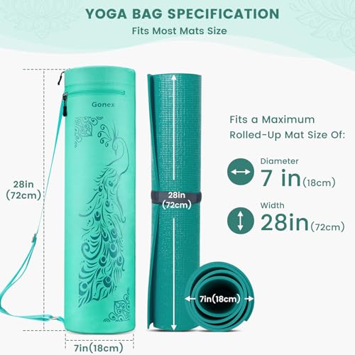 Gonex Yoga Mat Bag with Full-Zip Design, Fits Most Mats | 600D Oxford Fabric, Wet Pocket, Front Zip Pocket, Adjustable Strap, Fits Mats up to 26" - color: Green