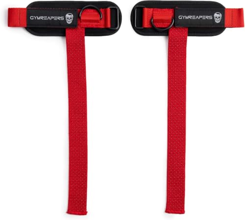 Gymreapers GripLink Lifting Straps – Heavy Duty D-Ring Weight Lifting Wrist Straps with Anti-Slip Silicone Grip Beads, Adjustable Support for Deadlifts, Powerlifting, Cable Machines & Gym Training - color: Red