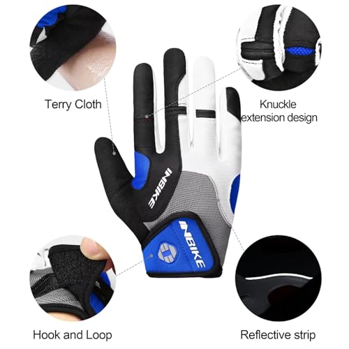 INBIKE Cycling Gloves for Men/Women Bike Gloves with Touchscreen-Padded Anti-Slip Mountain Biking MTB Bicycle Gloves for Cycling/Workout/Gym/Outdoor - color: Blue, size: Large