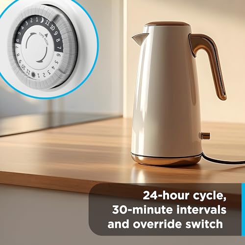 GE 24‑Hour Plug-in Mechanical Timer Outlet, 1 Polarized Outlet, 2 Pack | Plug-in Control for Indoor Lighting, Lamps, Christmas Trees, Manual Override Switch, 30-Minute Intervals - size: 2 Pack