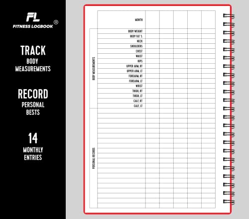 Fitness Logbook (Red) - A5 Undated Workout Journal For Men & Women - Plastic Cover & Thick Paper - Planner Log Book To Track Weight Loss, Muscle Gain, Gym Exercise, Bodybuilding Progress - style: Red Plastic