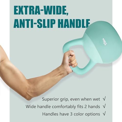 sogesfurniture Soft Kettlebells,Safe Strength Training Kettlebells,Iron Sand Filled Weights Strength Training Kettlebells,Fitness Soft Kettlebells for Women Men Children - color: 15LBS-Mint Green