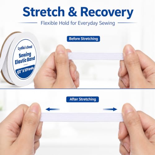 Elastic Band for Sewing 1/2 Inch Wide 12 Yards, Durable & Soft High Elasticity Stretch Elastic Bands Cord for Sewing, Waistbands, Pants, DIY Crafts, White - color: White, size: 1/2 Inch * 12 Yards