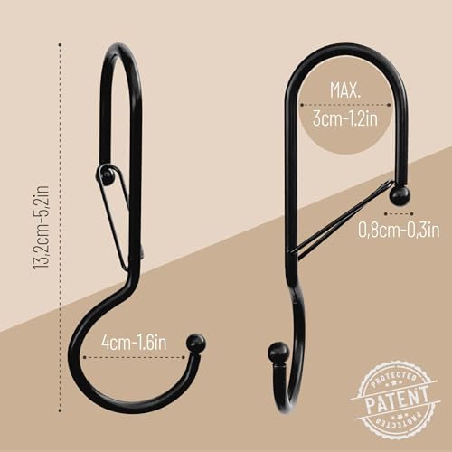 6 Purse Hanger for Closet. Tote Hanger. S-Shaped Hooks S Hooks Twist Design. Anti Drop S-Shaped Hook for Hanging Handbags with Safety Buckle to Prevent Falls. Heavy Duty. (Black, Twisted) - color: Black, size: Twisted