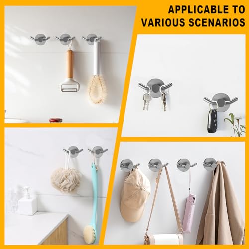 2 Pack Towel Hooks for Bathroom, Screw in Stainless Steel Wall Hooks for Hanging Coat Robe Keys(Brushed Nickel) - color: Brushed Nickel