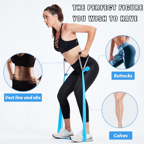 Resistance Bands for Physical Therapy, Bands for Working Out, Latex Free Elastic and Exercise Bands Set for Stretching, Suitable for Rehab, Yoga, Pilates, Gym, Home Exercise - color: Five Colors 5-80 lbs - Includes Accessories