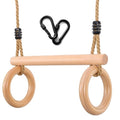 YAERSI Children's Trapeze Swing Bar with Wooden Gym Rings,Trapeze Bar for Swing Set - color: Round
