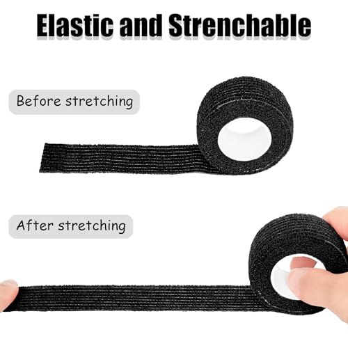 6 Pack 1 Inches Self Adhesive Bandage Wrap Breathable Cohesive Bandage Elastic Tape for Pets, Athletic, Sports, Wrist, Knee, Ankle(5 Yards Per Roll, Black) - color: Black, size: 1 Inch