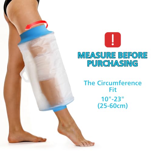 Asunby Large Size Adult Knee Shower Protector. Waterproof Knee Covers for Showering/Bath Bandage And Cast Sleeve After Surgery,Elastic Opening Makes It Easily Pull On And Off In A Non-Painful Way. - size: Adult Knee-L