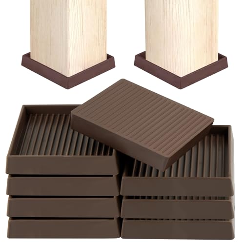 Furniture Pads Rubber Furniture Caster Cups, Anti-Sliding Bed Stopper Floor Protectors with Grip, 3x3 Square Non Slip Furniture Pads - Protect Any Flooring (Brown, 8 Pack) - size: 3" x 3" (Set of 8)-Square