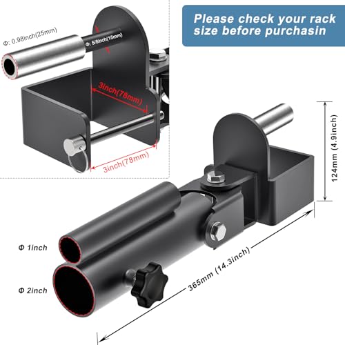 Kipika Power Rack Attachment for 5/8" & 1" Holes - Heavy Duty Home Gym Equipment for 2x2 or 3x3 Squat Rack, Adjustable and Easy to Install - color: For 3x3 Rack with 5/8" or 1" Hole + 1"&2" Bars