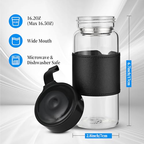 Small Glass Shaker Bottle, 4 Pack 16oz BPA Free Odorless Shaker Bottle with 304SS Mixing Ball and Removable Cleaning Brush for Fitness & Protein Shakes(Black-4Pack) - style: Black-4Pack