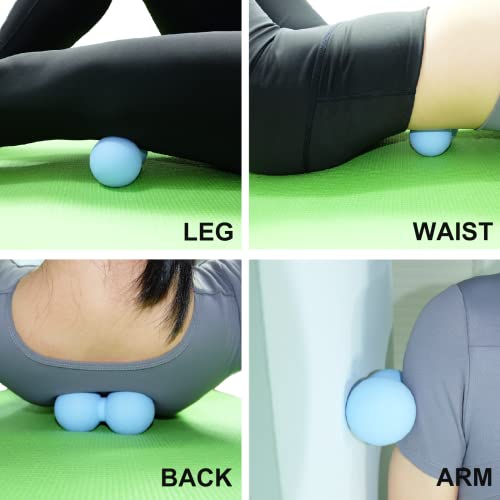 Hard Peanut Massage Ball, Double Lacrosse Massage Ball. Deep Tissue Massage Roller Mobility Ball for Physical Therapy Myofascial Release Muscle Relaxer Acupoint Massage (Blue) - color: Blue