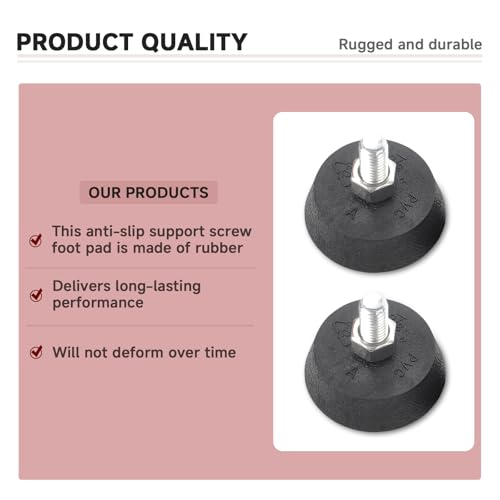 (4 Pack) for Peloton Exercise Bike Support Foot Pad, Upgraded Stainless Steel 3/8" Leveling Screws, Rubber Swivel Non-Slip Shock-Absorbing, Easy Install Replacement Parts