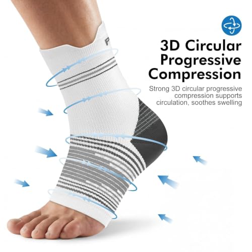6 Pairs Compression Socks Men & Women Ankle Brace Plantar Fasciitis Socks | Ankle Compression Sleeve with Arch Support for Plantar Fasciitis Relief, Achilles Tendonitis Relief, Heel Pain & Swelling - color: White(6 Pairs), size: Large(6 Pair)