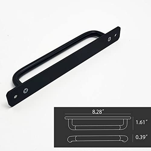 12 Pack 7 1/2 Inch 192 mm Matte Black Cabinet Handles with Base Plate Aluminum Cabinet Pulls Drawer Pulls Sliding Door Pulls - color: RoundBlack, size: 7 1/2 Inch