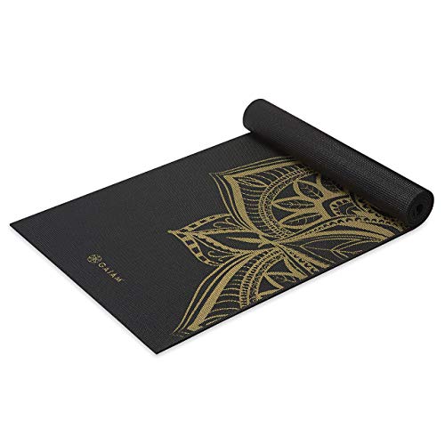 Gaiam Premium Yoga Mat, 6mm Thick Print Mat | Premium 6mm thick cushioning for joint support. Non-slip print design for yoga, Pilates & floor workouts. - color: Metallic Bronze Medallion