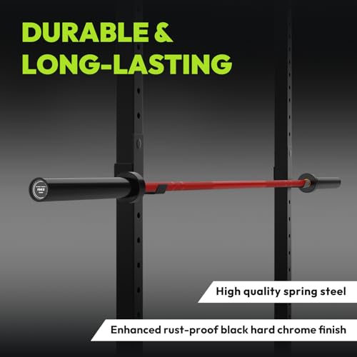 HANDBODE Olympic Barbell 6.5 ft/7 ft, 2 Inch Straight Womens Bars, 35 lb/45 lb Weight Bar, 1000 lb High-Capacity, for Weightlifting, Bench Press, Deadlift, Squat, Home Gym Strength Training - color: 6.5 ft Barbell 35 lb, 1000 lb, Red & Black