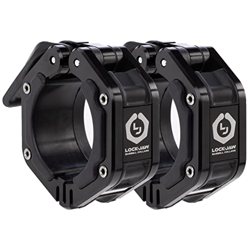Lock-Jaw Flex Barbell Collars Olympic Barbell Clamps w/Magnet 2 Pcs – Heavy Duty Bar Clamps for 2” & 50mm Olympic Bars – Secure Weight Bar Clamps for Strength Training & Home Gym Accessories - color: Black