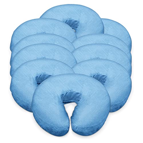 LONDON LINENS Pack of 10, Premium Extra Thick 100% Cotton Flannel Massage Tables Face Cradle Covers Cozies Fitted - Includes 10 pcs (Baby Blue) - color: Baby Blue, size: 10