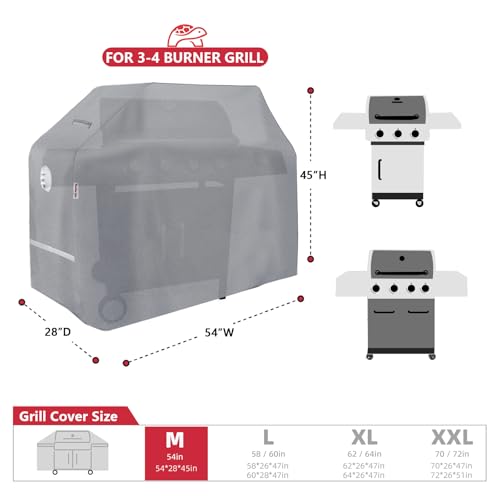 Turtle Life BBQ Grill Cover, 54 Inch Heavy Duty Waterproof 3-4 Burner Barbecue Gas Grill Covers for Weber Spirit Char-Broil Brinkmann, Gray - color: Gray, size: EVO-54in
