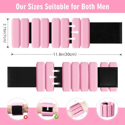 Wrist Weights Set of 2, Wearable Wrist Ankle Weights for Women & Men, Silicone Weighted Bangles Adjustable Arm and Leg Weights for Walking Yoga Pilates Running Dance Gym 2lb - color: Pink
