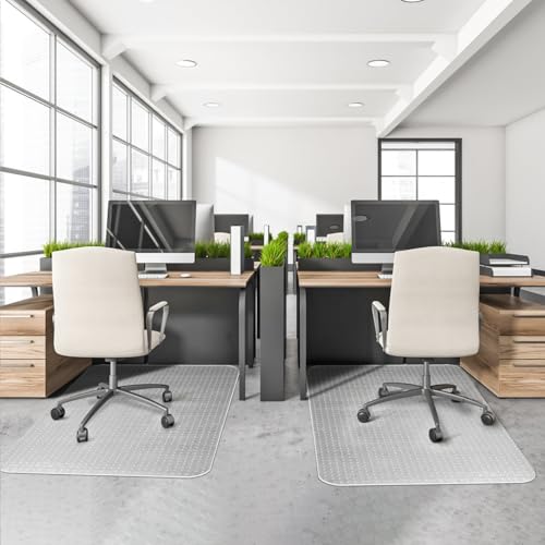 BesWin Office Chair Mat for Carpeted Floors, 45'' x 53'' Large Desk Chair Mat for Low Carpets, Premium Quality Hard Carpet Protector for Work, Home, Gaming, Easy Glide and Flat Without Curling - size: 45" X 53" Rectangle