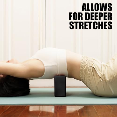 Septo 2 Pcs Yoga Blocks, 9x6x3 Inch Foam Blocks for Pilates | High density EVA foam Yoga Props lightweight non-slip surface for meditation stretching balance training - color: Black