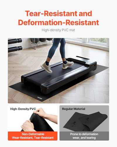 VEVOR Treadmill Mat for Carpet Floor, Exercise Equipment Mat for Treadmills, Stationary & Recumbent Bikes, High Density PVC Floor Protector Gym Mats, Waterproof and Non-Slip for Home Gym - size: 30"x 60"x 0.24"