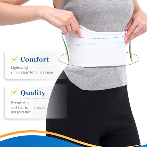 Pauline Broken Rib Brace for Women - Compression Chest Binder for Cracked Ribs Support & Chest Pain Relief - Rib Belt for Bruised Rib Cage (White, Fits 30”-45”) - size: M, style: Women WT