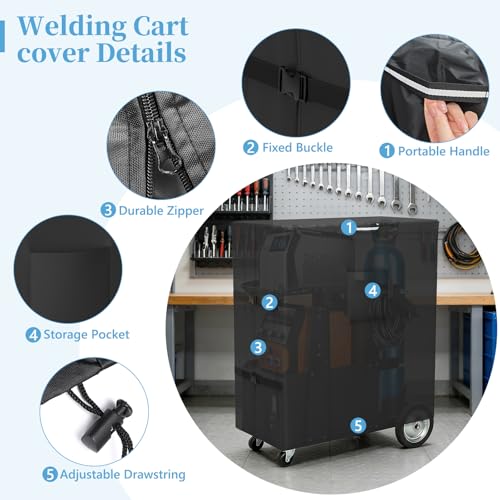 COSHNIBI Welding Cart Cover,Heavy Duty 3 Layers Welder Cart Covers,Suitable for Tig Mig Welder Carts & Plasma Cutter Rolling Welding Carts,37" L x 18" W x 40" H(Cover Only) - size: For 20-80 cu/ft Welding Cylinders