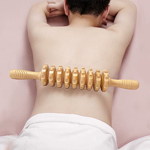 Manual Massager Wooden Handheld Roller Trigger Point Massager Stick for Fascia, Cellulite, Muscle & Abdomen, Body Therapy Massager, Muscle Belly Relief Tool, Natural Wood - color: Wood