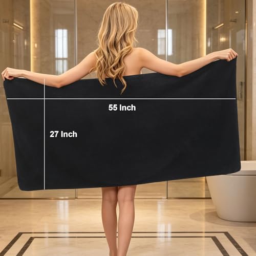 2 Pack Bath Towel Set, Bigger Size Waffle Bath Towel Set, Super Soft Highly Absorbent, Sturdy Quick Drying Towels for Bathroom, Gym, SPA, Yoga (2 Piece 27" x 55", 2 LightPink) - color: 2black, size: 27 x 55 Inch