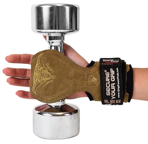 Cobra Grips Weight Lifting Gloves with Adjustable Neoprene Padded Wrist Wraps - Heavy Duty Alternative to Power Lifting Hooks for Deadlifts - color: FIT Brown Leather, size: 4.25 - 7.0"