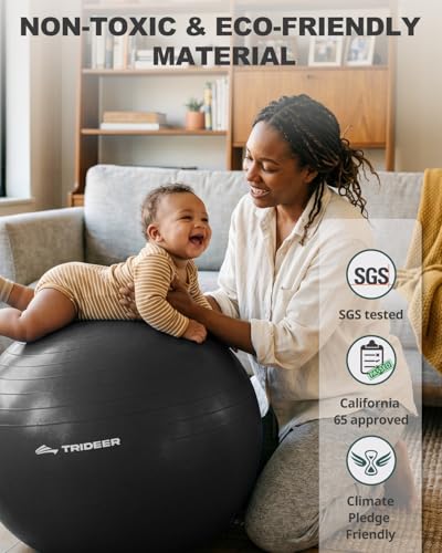 Trideer Yoga Ball for Exercise, Pilates, Core & Balance Training, Stability Ball for Pregnancy & Birthing Prep, Physical Therapy, Daily Stretching, Office Chair for Active Sitting, Quick Pump Included - color: Black, size: XXL (31-33ines / 78-85cm)