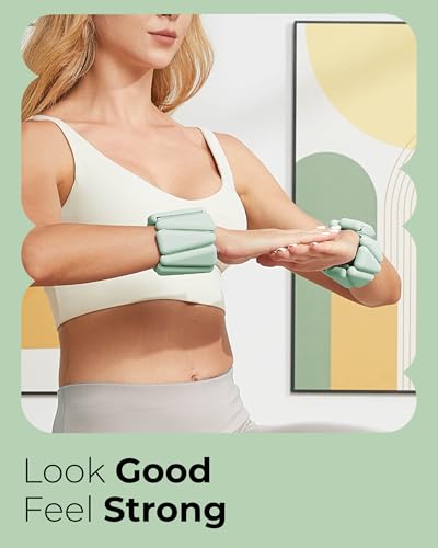 Pilates Weight | Wrist & Ankle Weights for Women | Weighted Bangles | 1LB/ 2LB Each (Set of 2) - color: Sage, size: 2 LB