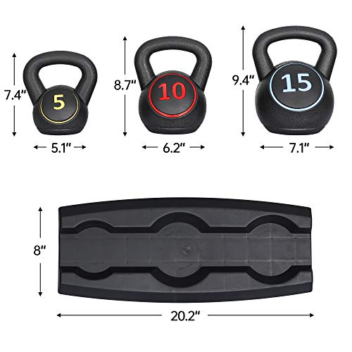 Nouva Kettlebell Sets, Strength Training Kettlebells Wide Grip Kettlebell Exercise Fitness Weight Set for Home Gym Weightlifting, Strength & Core Training - style: 5 - 15lb