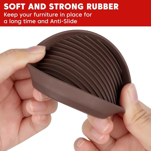 Non Slip Furniture Pads, 2"x2" Round Rubber Furniture Caster Cups Anti-Sliding Bed Stopper, Anti Grippers Floor Protectors for Furniture Bed, Couch, Chair Leg (Brown, 4 Pack) - size: 2" x 2" (Set of 4)-Round