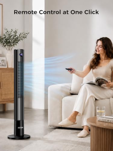 OSTBA 43" Tower Fans with Remote, 85° Oscillating Bladeless Fans, Standing Fans with Touch LED Display, 12H Timer, 3 Speeds 2 Modes Cooling 28dB Quiet Floor Fan for Bedroom, Home, Office